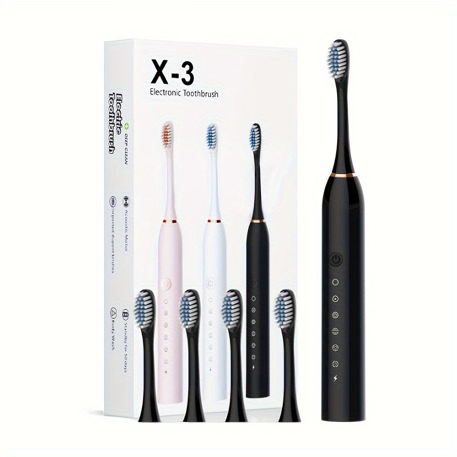 Cepillo de dientes eléctrico recargable para encías sensibles, 6 modos, 4 cabezales de repuesto