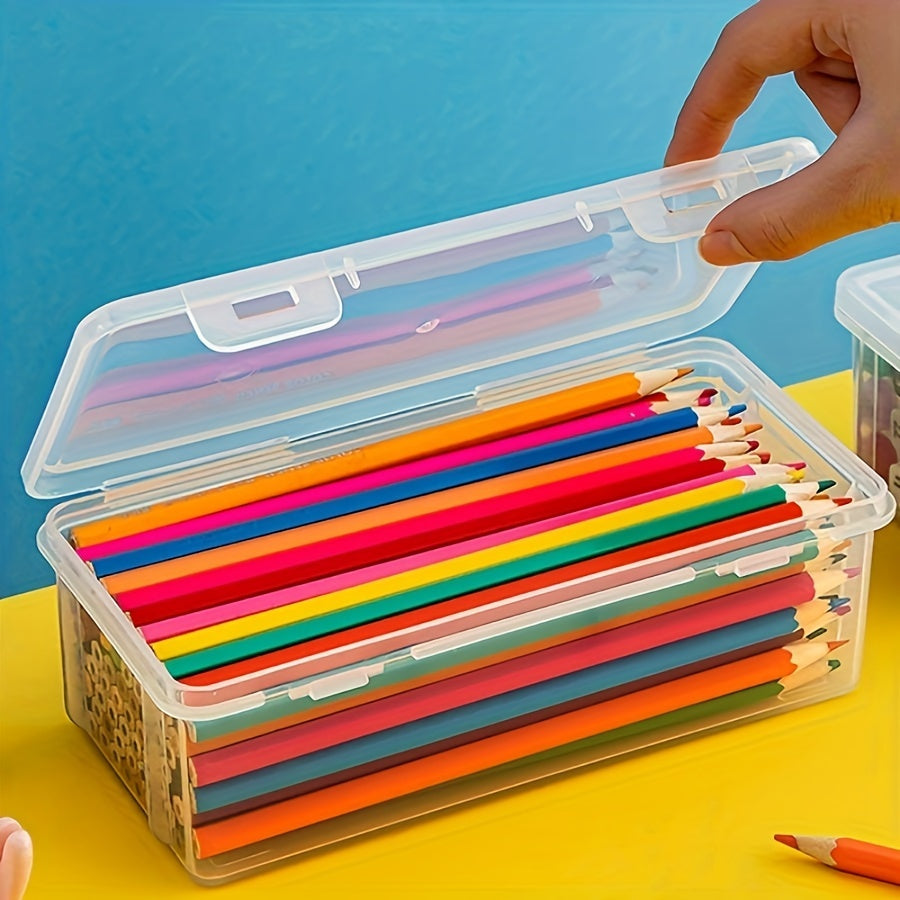 Large Capacity Transparent Plastic Pencil Cases for School Office Supplies