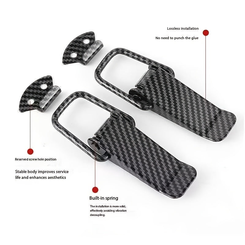 2 Pack Car Bumper Clips Carbon Fiber Pattern Lock Fixed Pull Buckle Safety Hooks for Car and Truck
