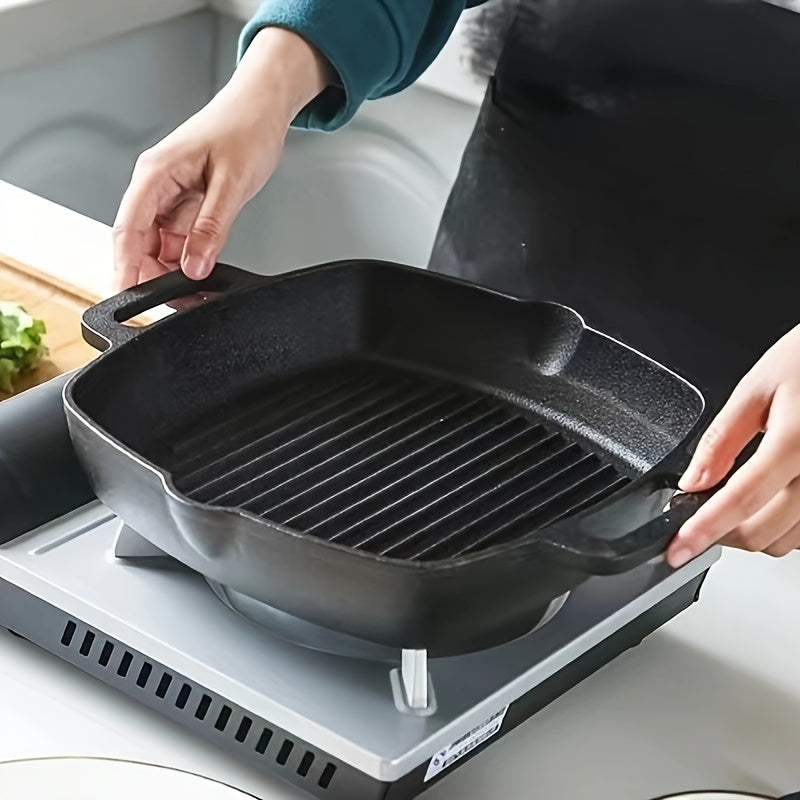 Square Cast Iron Skillet Non-Stick Coating Oven-Safe for Gas and Induction Stoves