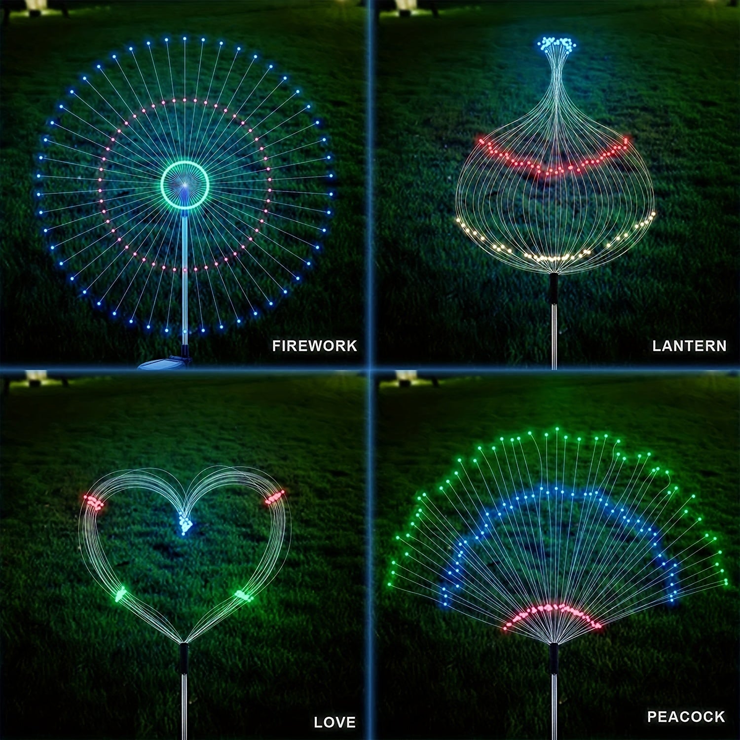 FACHOI Quyoshli Foydali Yoritgichlar 200/150/90/60 LED, 8 Rejim, Tugma Boshqaruvi, Tashqi Bog' Yo'llari va Daraxtni Bezaklash uchun Quyosh Energiya Bilan Ishlaydi.