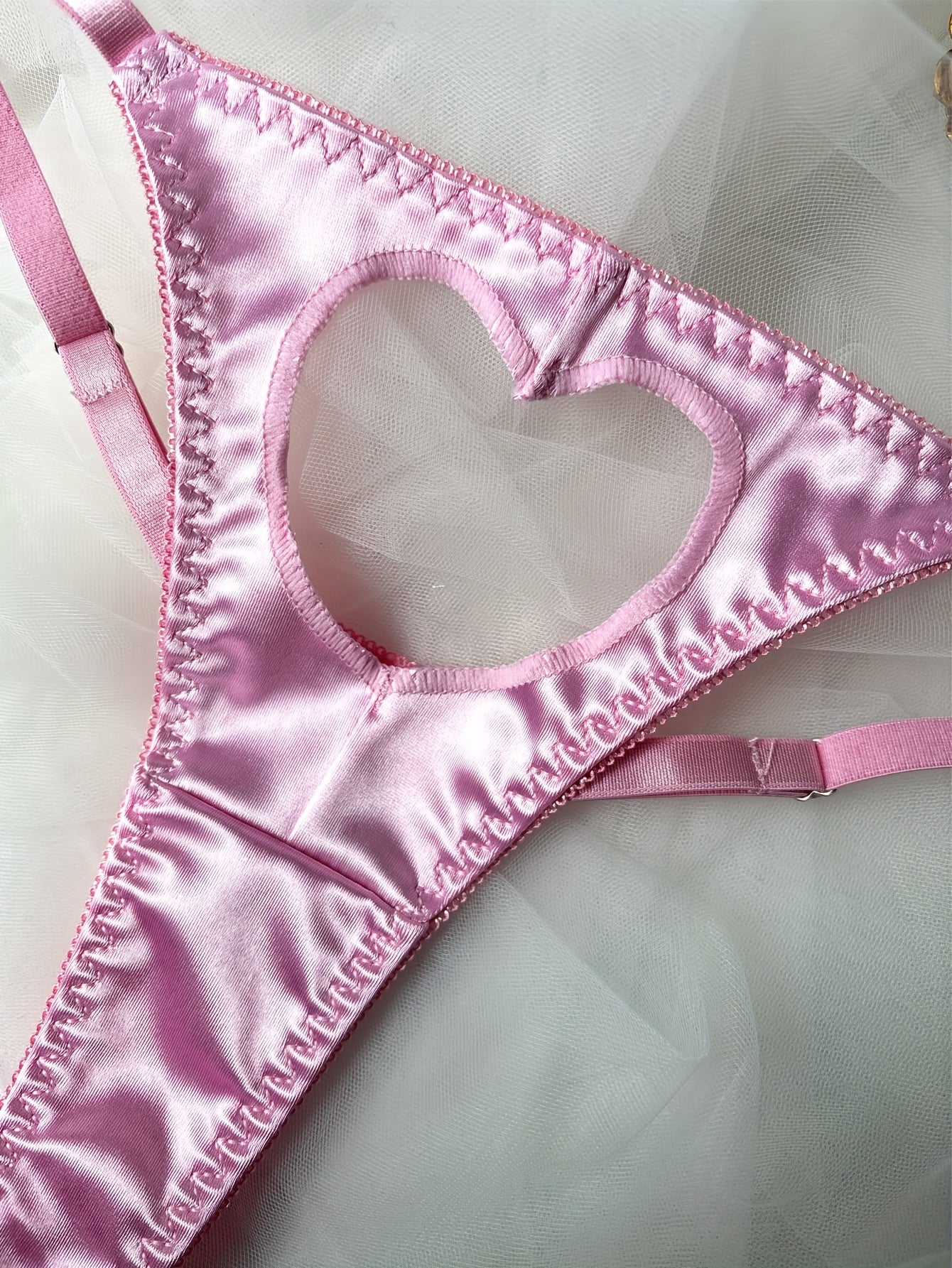 Women's Satin Low Waist Thongs with Heart Cut-Out Sexy Lingerie