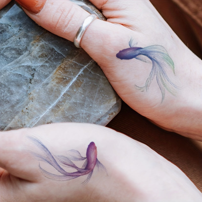 Unisex Fish Scale Temporary Tattoo Sticker Waterproof Non-Glitter Durable