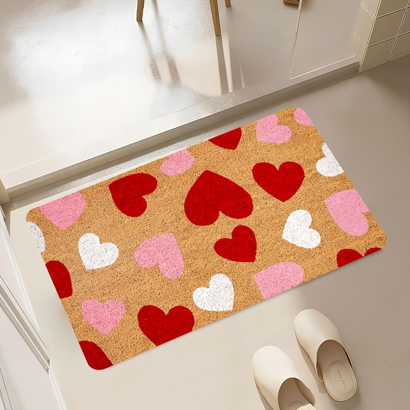 Valentine's Day Heart Door Mat Indoor Outdoor Stain-Resistant Polyester Rug