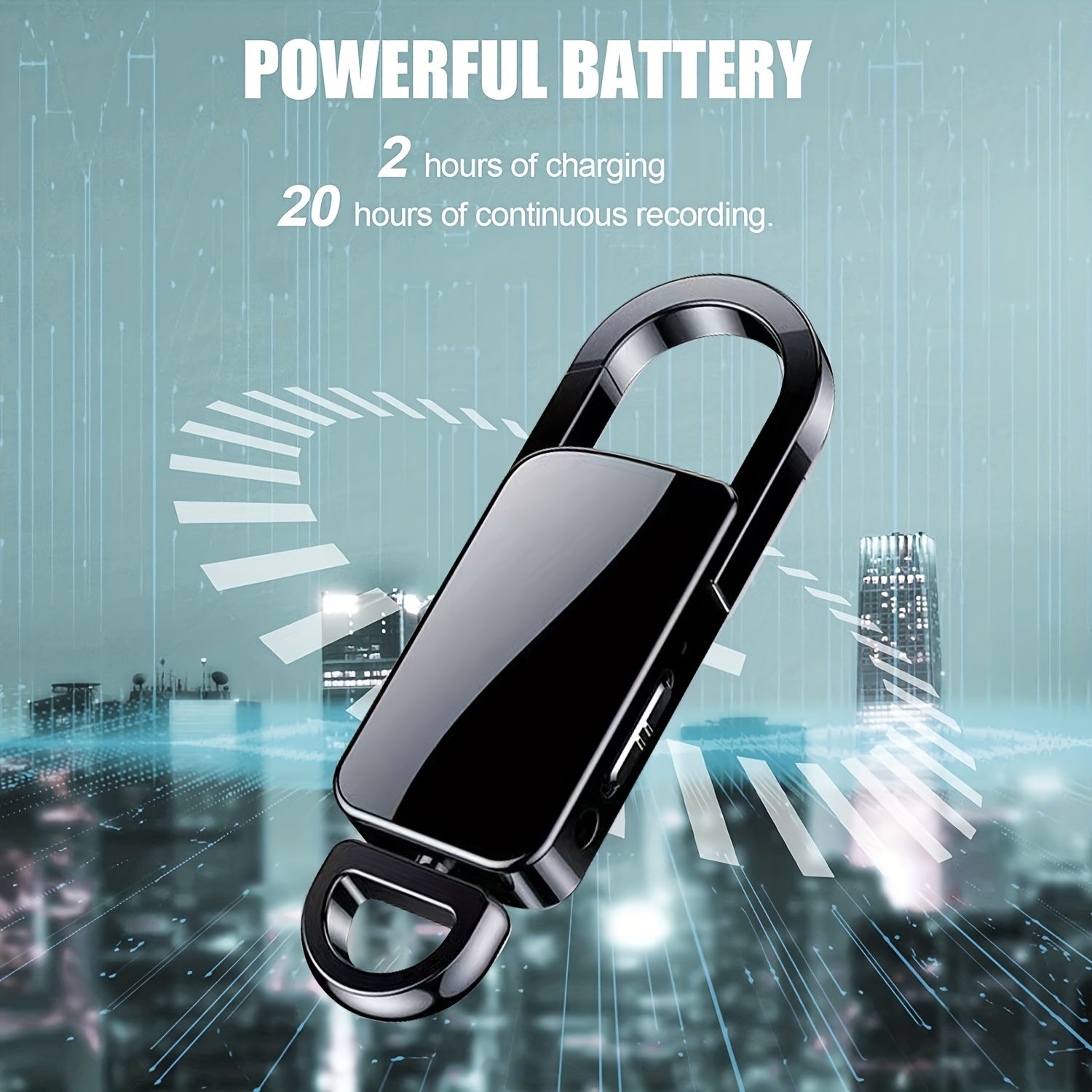 32GB Voice Recorder Keychain for Lectures Meetings Interviews Rechargeable Lithium Battery