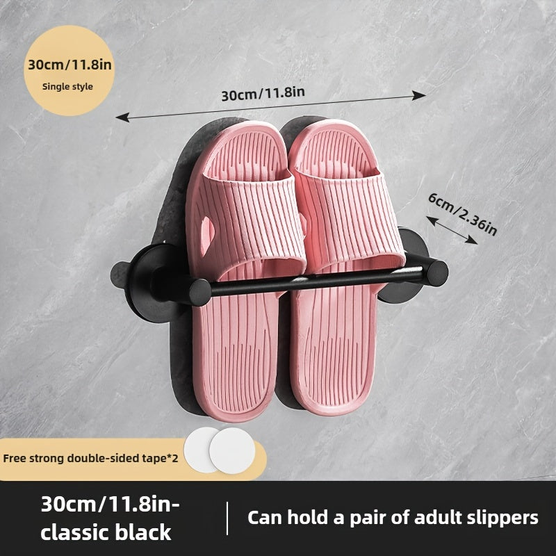 Wall-Mounted Slipper Rack Holds 1 Pair Shoes Towels Waterproof Plastic
