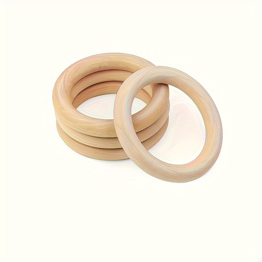 Set of 24 Natural Wood Rings 5cm for Crafting Jewelry Making DIY Projects