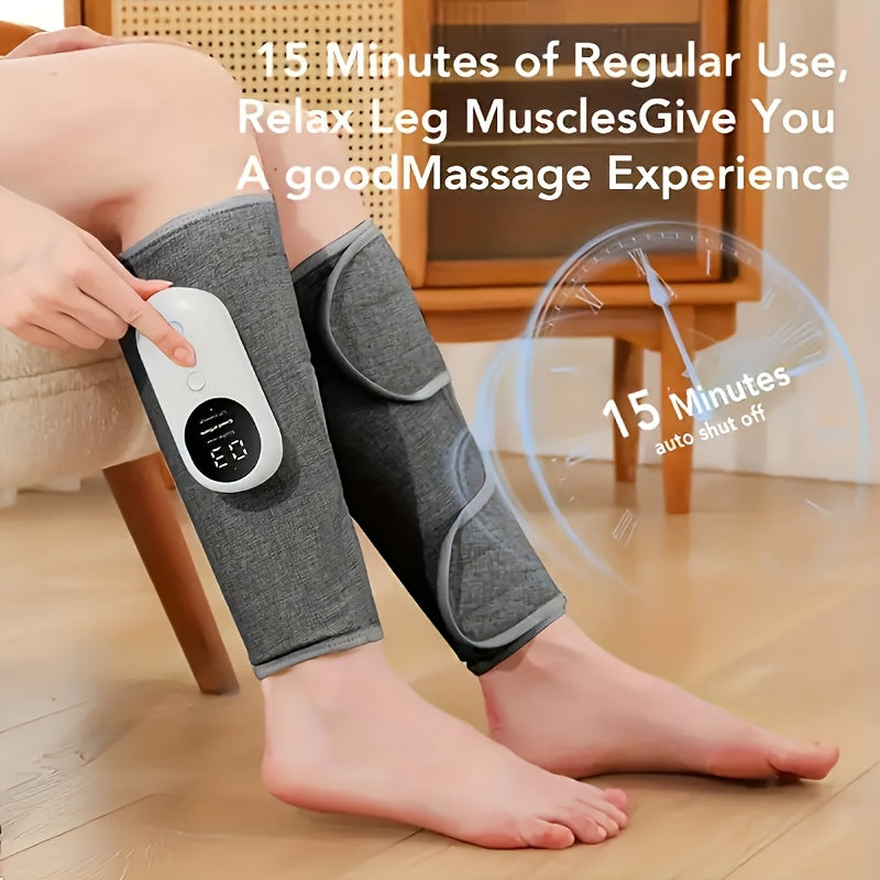 Cordless USB Rechargeable Air Compression Leg Massager with Heat and 3 Intensity Levels