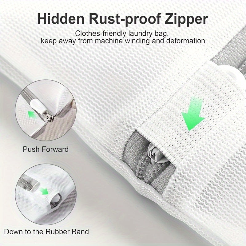 Juego de 3 bolsas de malla grandes para ropa delicada con cierre de cremallera, duraderas, de poliéster, para organizar en residencias