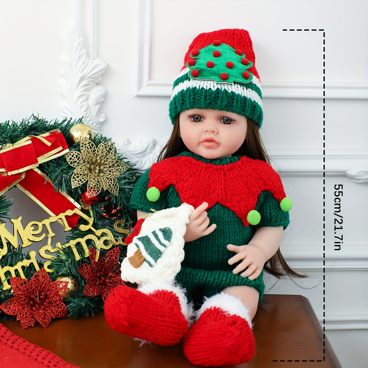 22 dyuymli silikon qiz bolalar kukli, ijodiy o'yin va kiyinish uchun, Rojdestvo va Xellouin uchun bolalar o'yinchoqlari