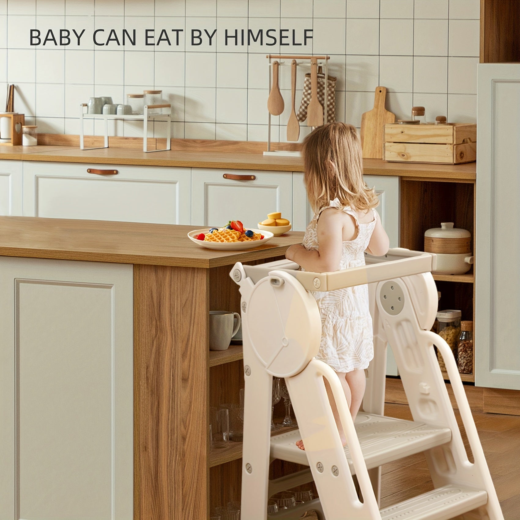 Children's Safety Stool 3-Step Plastic with Guardrails Anti-Slip for Kids Ages 3-6