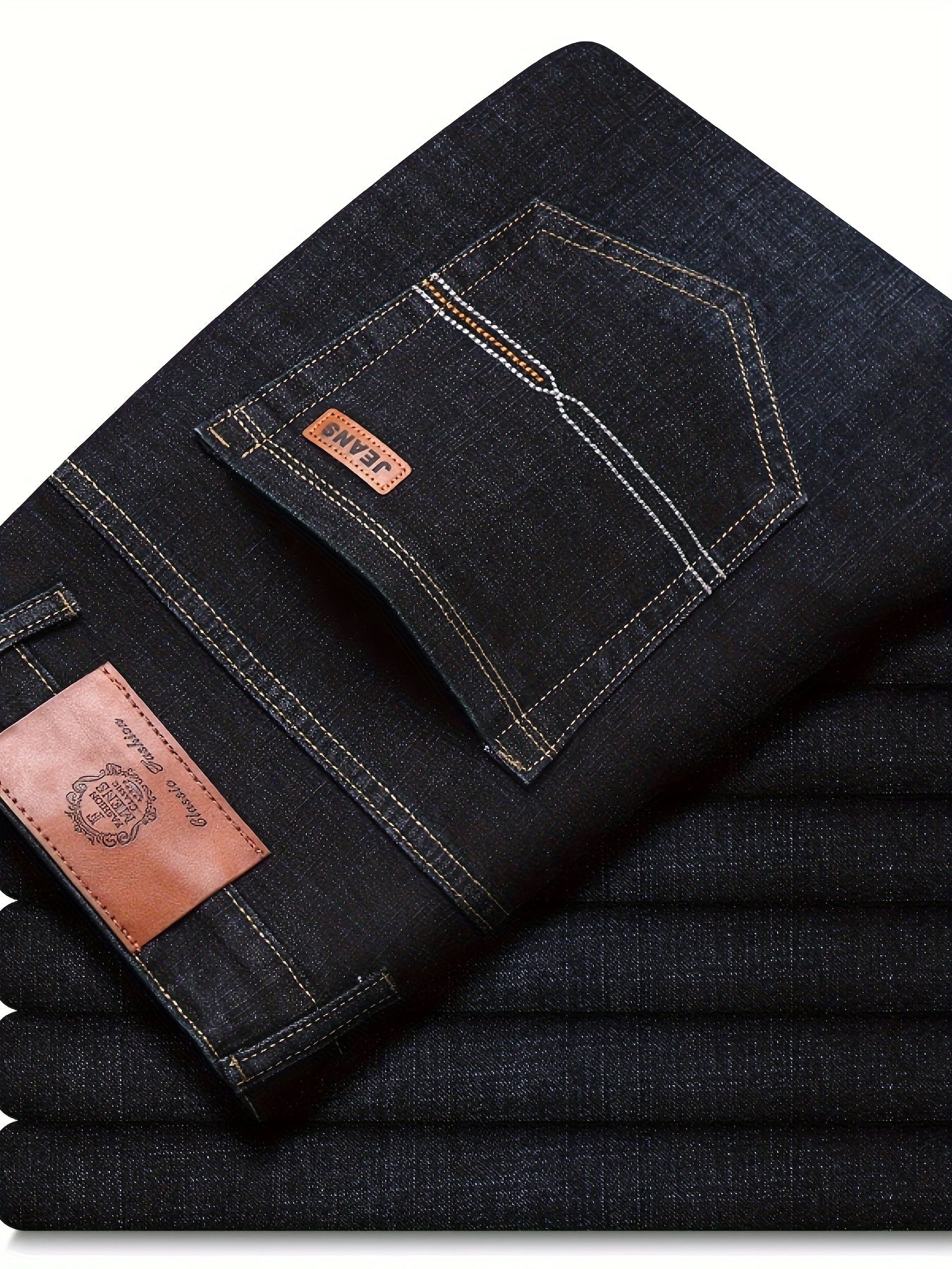 Men's Regular Fit Chinos Pants Solid Color All-Season Denim