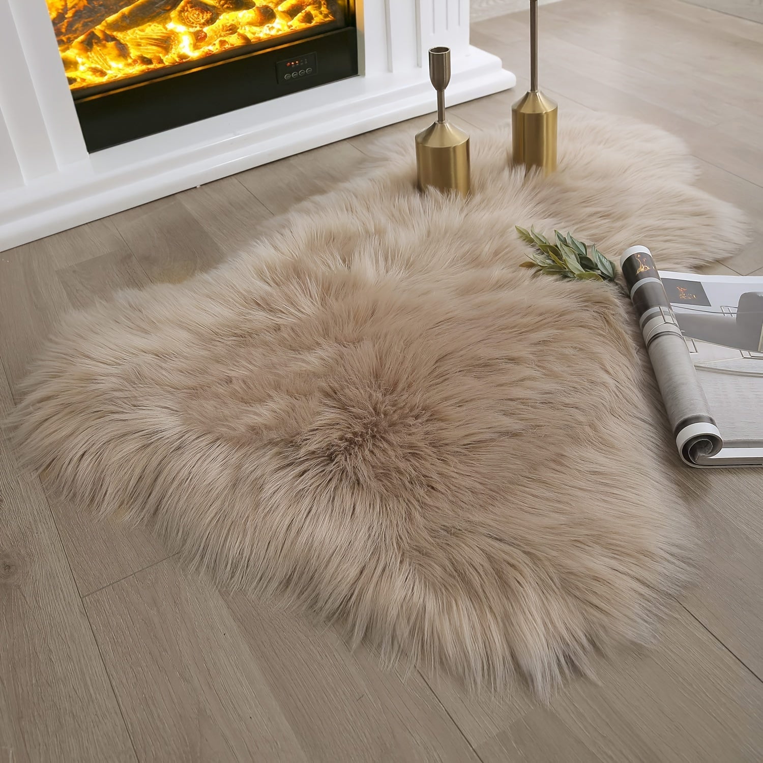 Solid Color Irregular Shaggy Rug, Lightweight Washable Carpet for Living Room and Bedroom