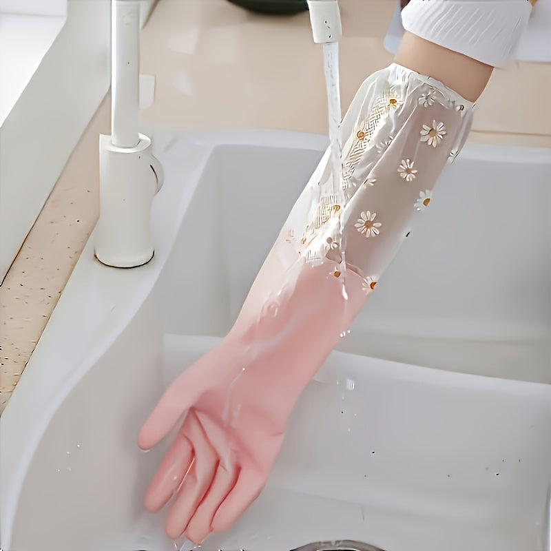 Waterproof Cleaning Gloves Non-Slip PVC Long Sleeve Household Chores