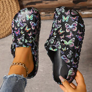 Women's EVA Sandals with Adjustable Straps Butterfly Print Breathable Flat Shoes