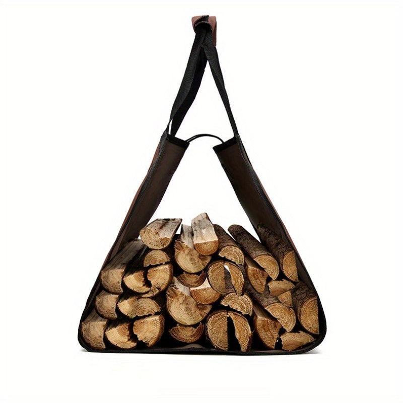 Olive Green Oxford Cloth Firewood Carrier Bag Durable Log Tote for Camping Outdoor
