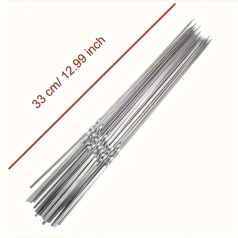 Stainless Steel Kebab Skewers Set of 30 or 50 Reusable Grill Skewers for BBQ Camping