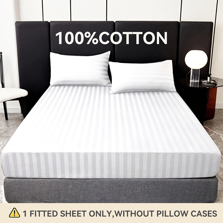 Egyptian Cotton Fitted Sheet King Queen 500 Thread Count Satin Stripe