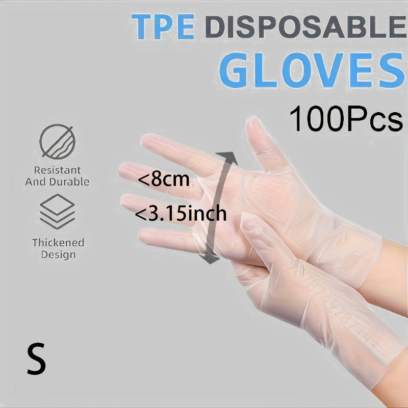100 Pack TPE Disposable Gloves Clear Food Safe Latex-Free for Kitchen Household Beauty