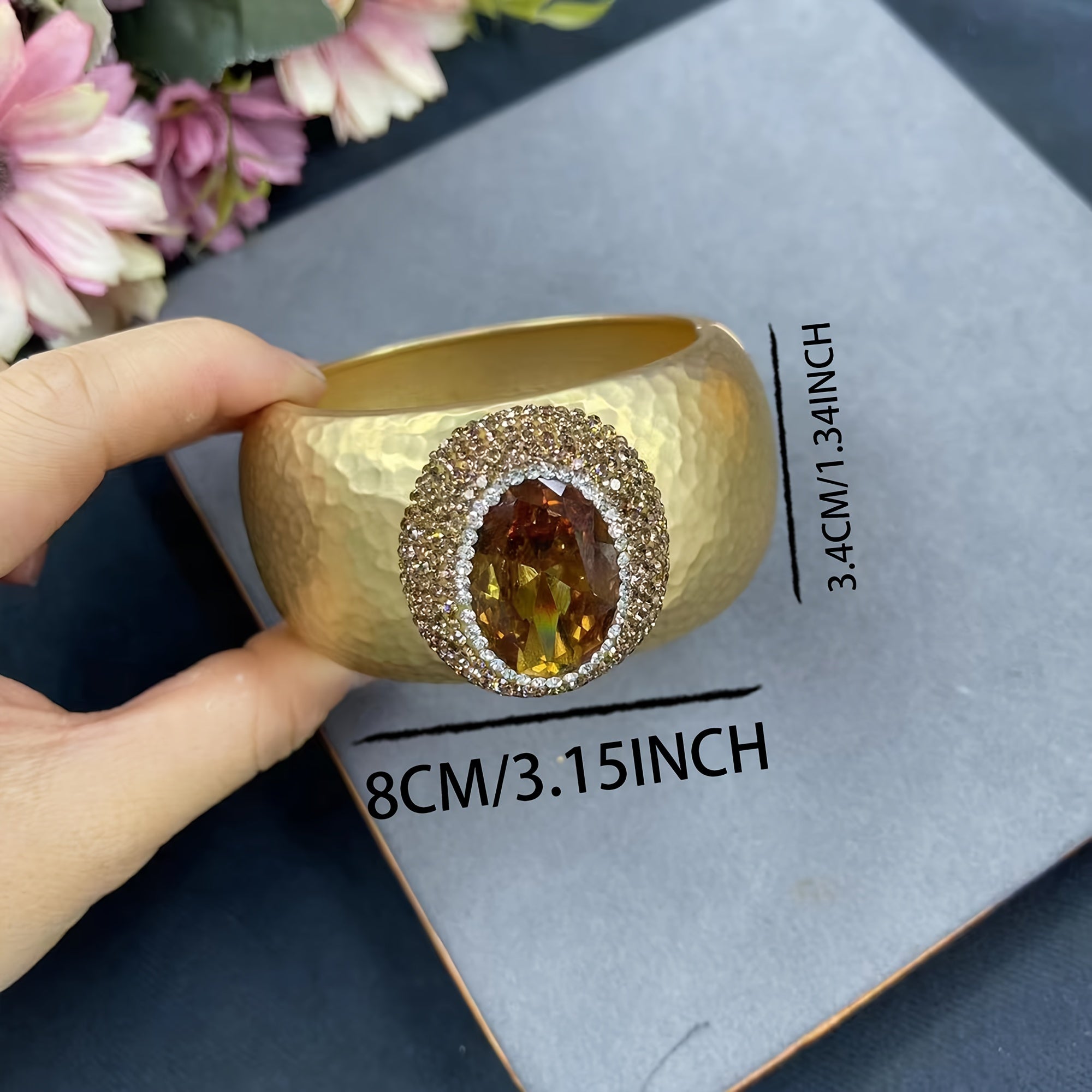 Vintage frantsuz ilhomlantirgan zargarlik boho uslubida 14K oltin bilan qoplangan bilaguzuk va turk sultanit