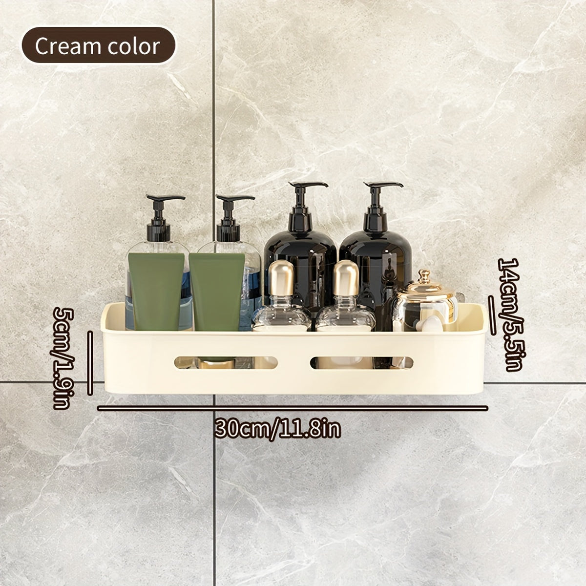 Wall-Mounted Rectangular Resin Bathroom Shelf with 10 Shelves Space-Saving