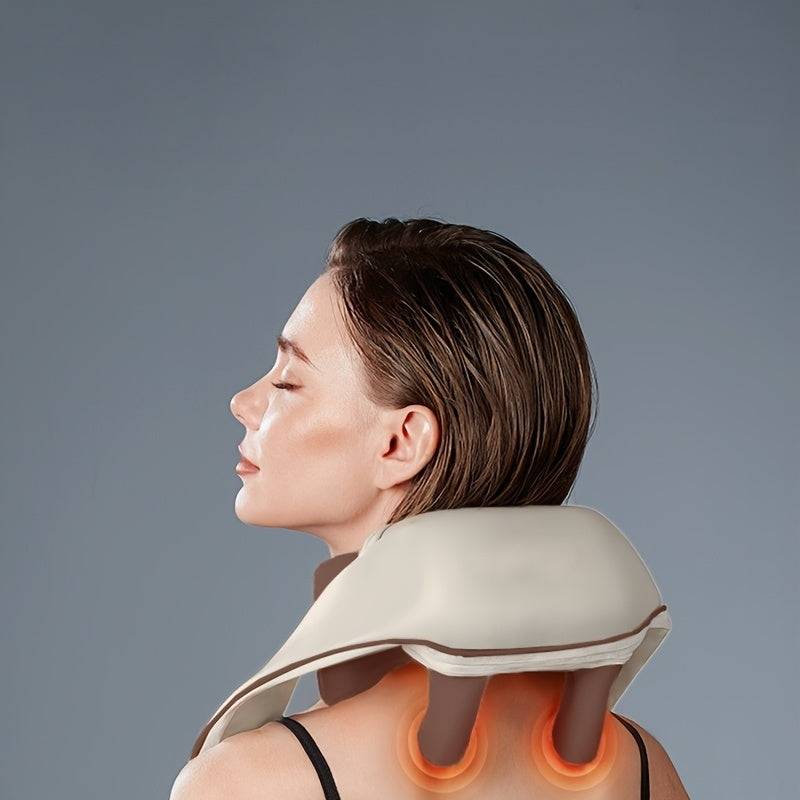 RelaxPro bo'yin va yelka massaj qiluvchi sharf, issiq siqish bilan, qo'l bilan ishlatmasdan, USB orqali zaryadlanadigan, portativ to'liq tana massaj qoplamasi, ideal sovg'a.