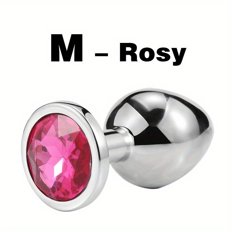 Adult Metal Anal Plug Butt Plug with Gem Base, Couples Sex Toy
