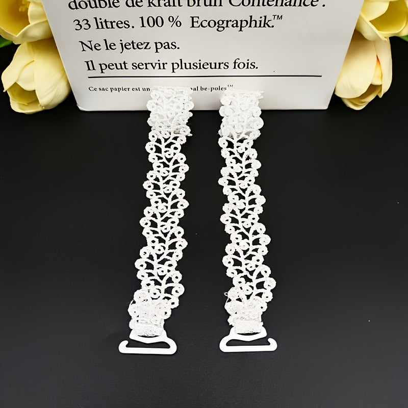 Women's Adjustable Floral Bra Straps in Beige White Black Polyester Lingerie Accessories