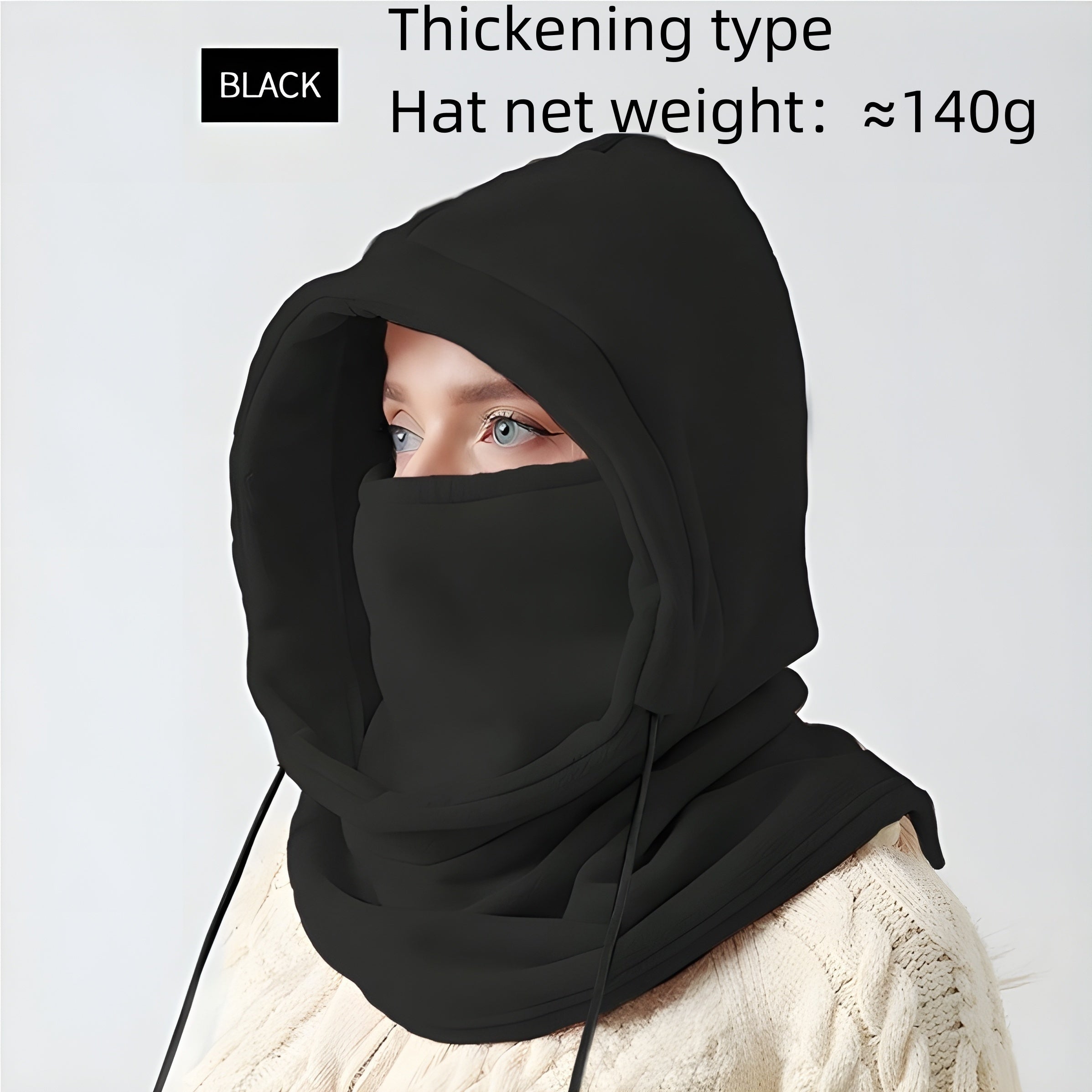 Men Women Winter Balaclava Mask with Drawstring Neck Gaiter and Hooded Scarf Windproof Cold Weather Outdoor