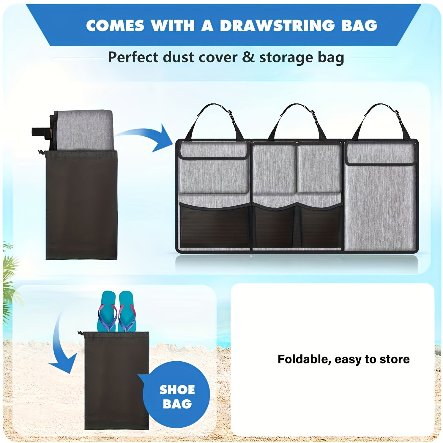 Автомобильный багажник сумка Органайзер из Oxford ткани Вешалка для сиденья, задняя часть, ящик для мелочей