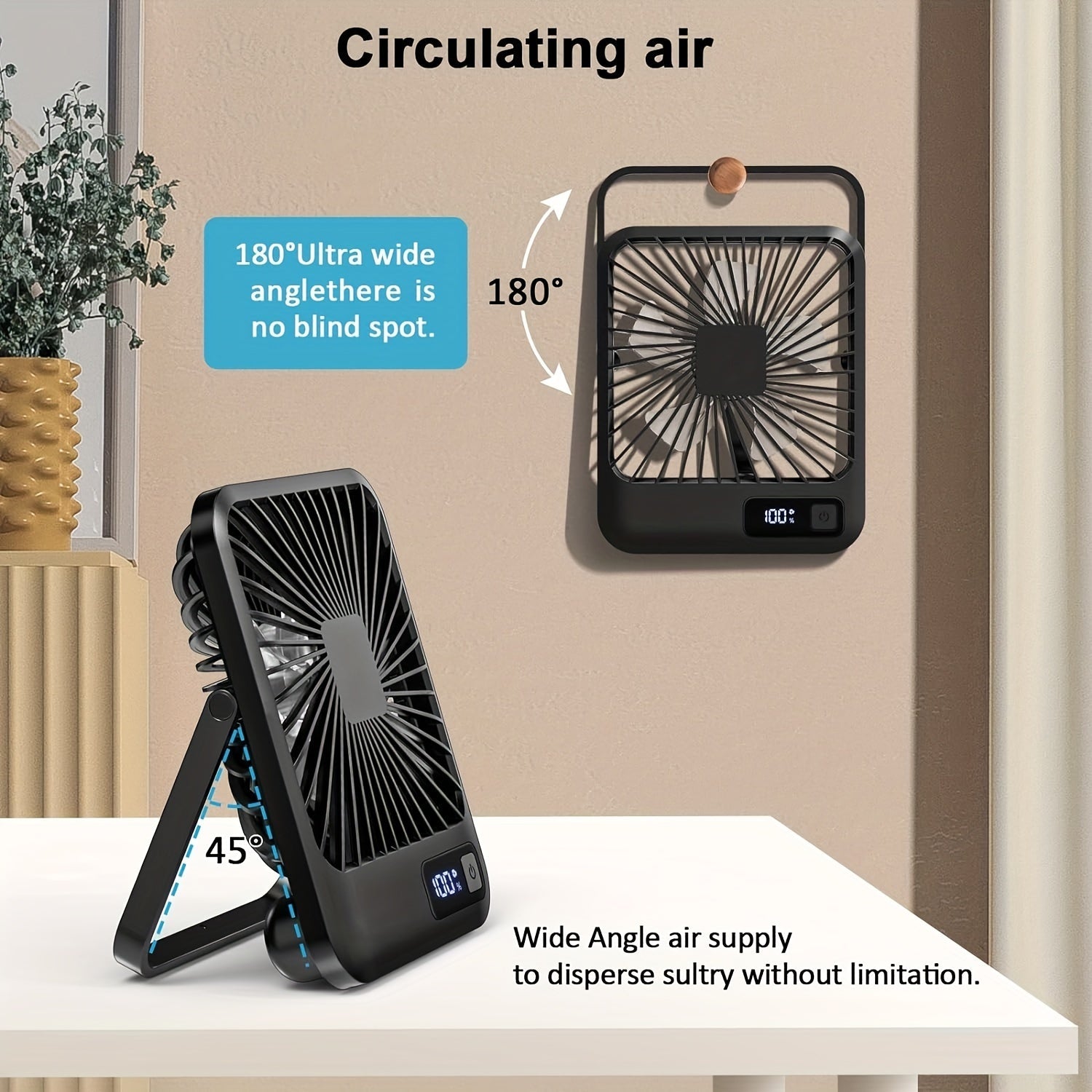 Portable USB Desk Fan 6.5-Inch Foldable Table Fan with 5 Speeds