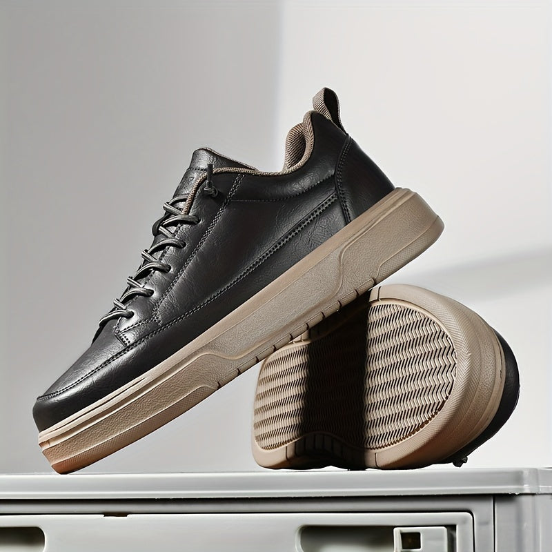 Men's Solid Color Skate Shoes Non Slip Lightweight Casual Sneakers for Outdoor Walking and Travel