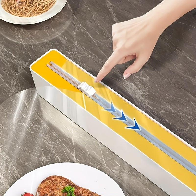 2-in-1 Kitchen Dispenser with Cutter for Cling Film and Foil Wall Mountable Reusable Plastic