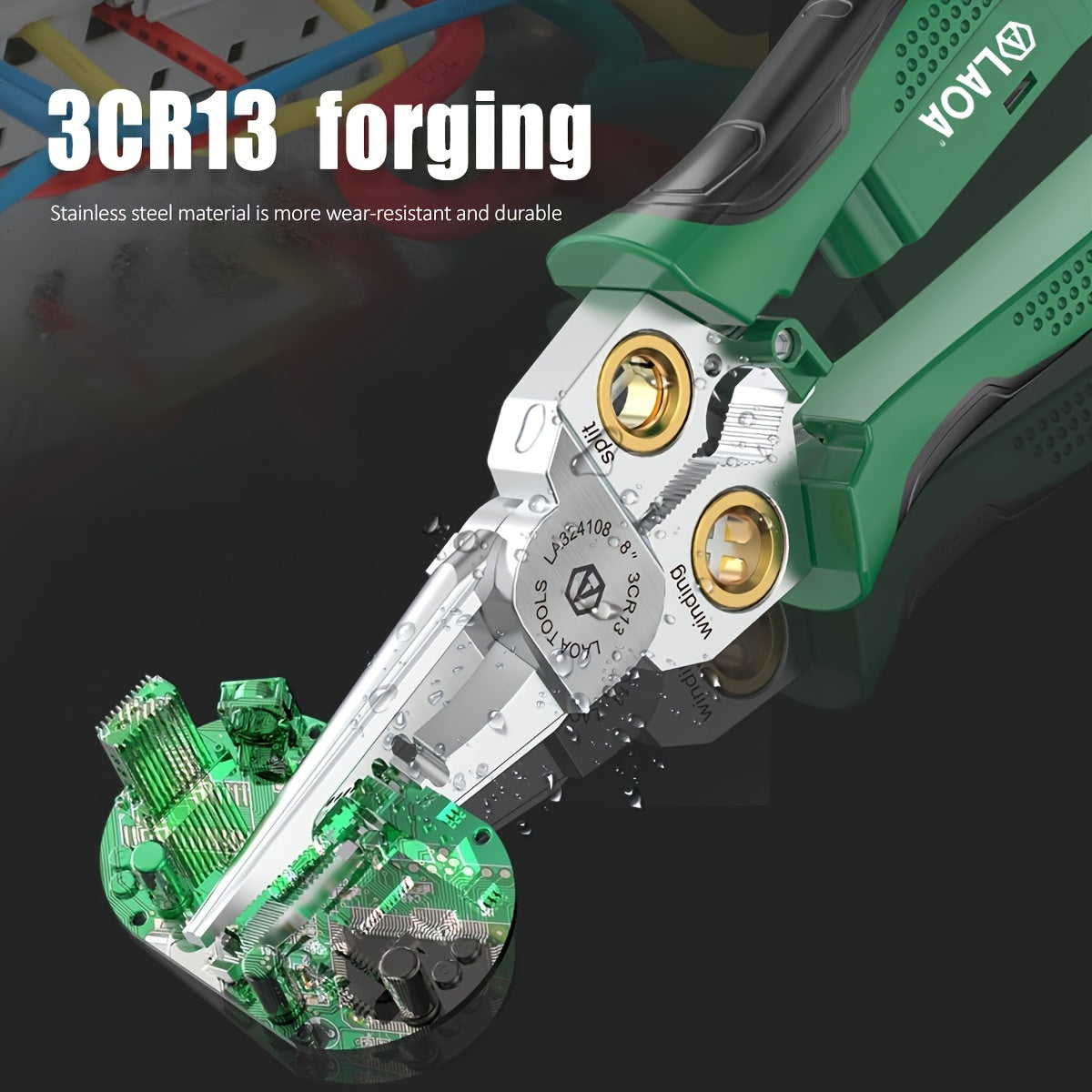 8-in-1 sim kesgichlar bilan simlarni kesish va bosish uchun kuchlanish testi va kabel kesgichlari