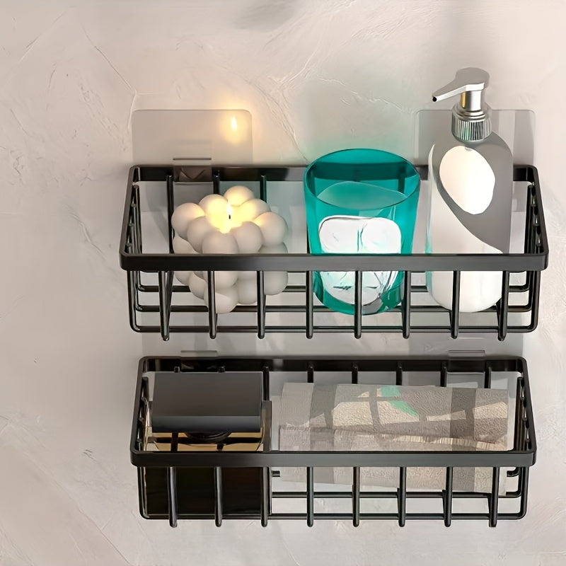 Wall Mounted Adhesive Storage Boxes for Kitchen Bathroom Organization