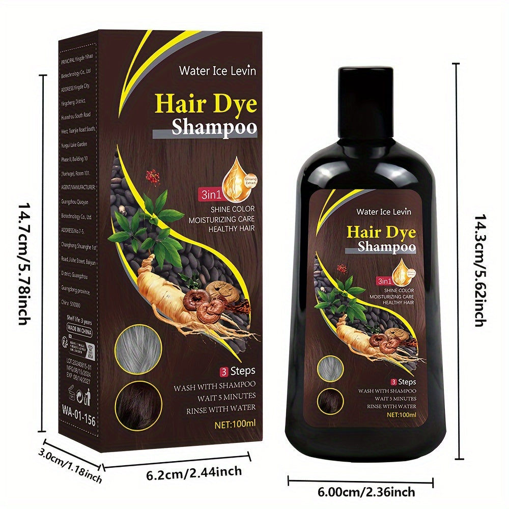 Qorong‘i soch bo‘yash shampuni, namlantiruvchi, uzoq davom etadigan rang, kulrangni yashirish, 1L, Suv, Muz, Levin