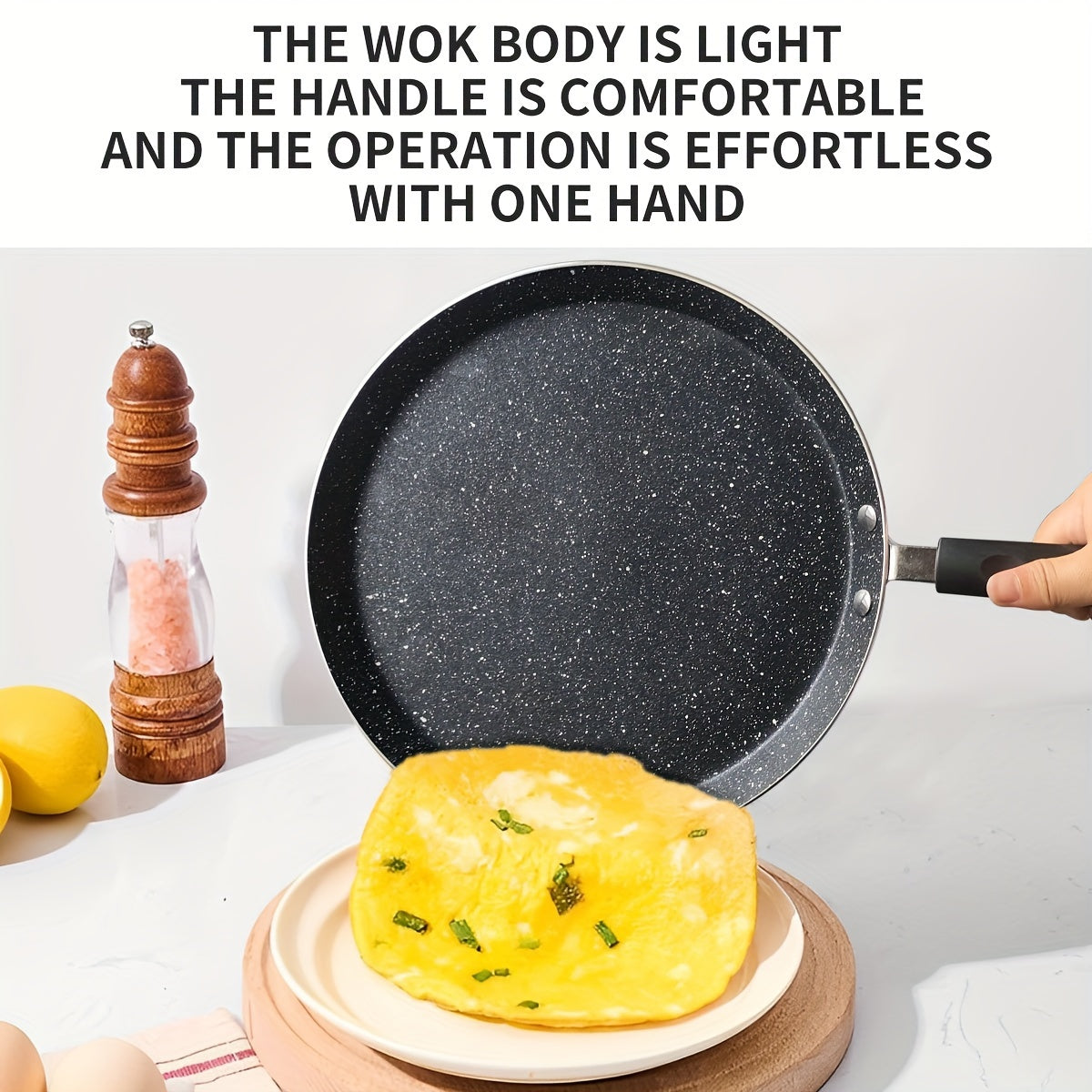 Антипригарная черная сковорода для блинов из маифанского камня с ручкой, алюминий, совместима с индукционной газовой плитой, размеры 26,01 см, 22,0 см, 18,01 см