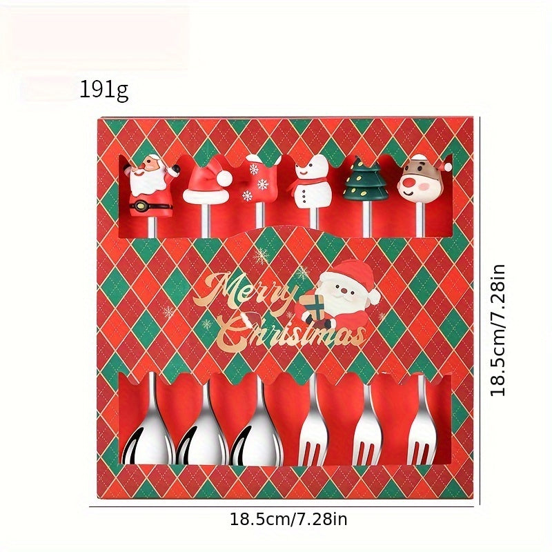 Set of 6 Christmas Doll Kitchen Utensils with Tree Designs for Holiday Gift