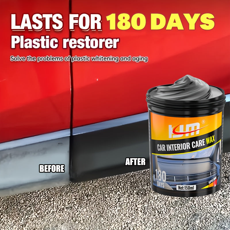 Cera de cuidado interior universal para coche 150ml Restaurador de plástico y goma Cubierta de arañazos