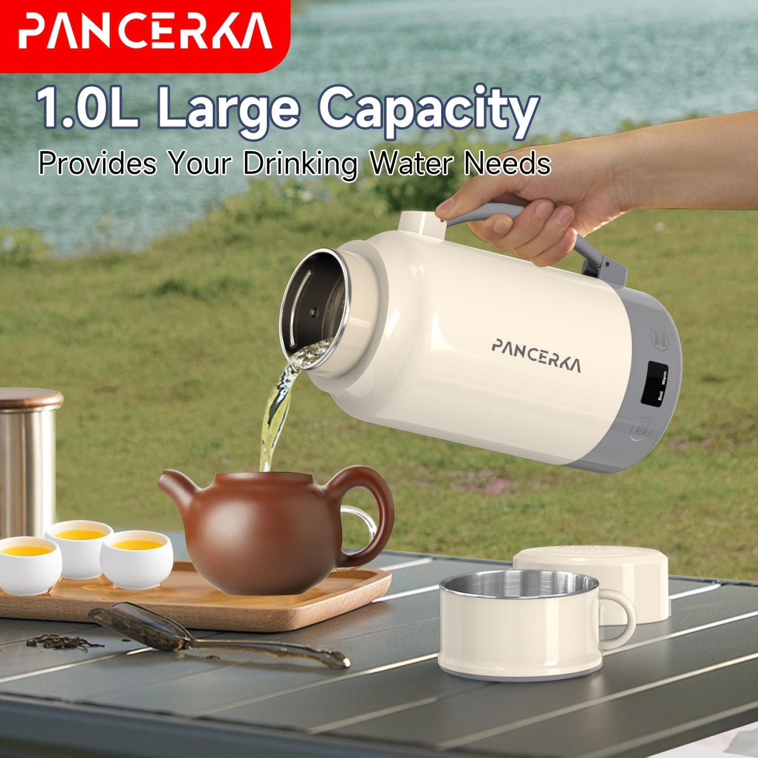 Portable Stainless Steel 1.0L Electric Kettle 800W Travel Coffee Boiler