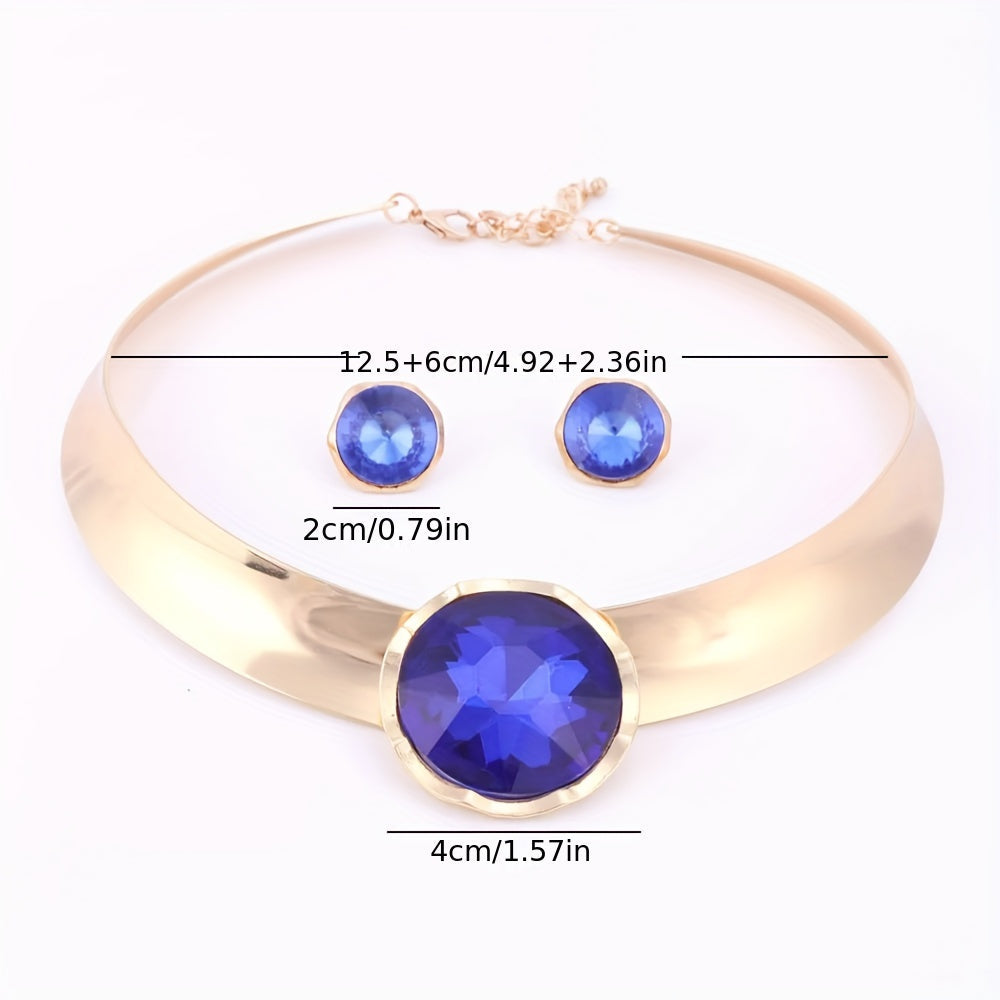 Ayollar uchun sintetik qizil toshlar bilan zargarlik buyumlari to'plami, alyuminiy chokeri va sirg'alar