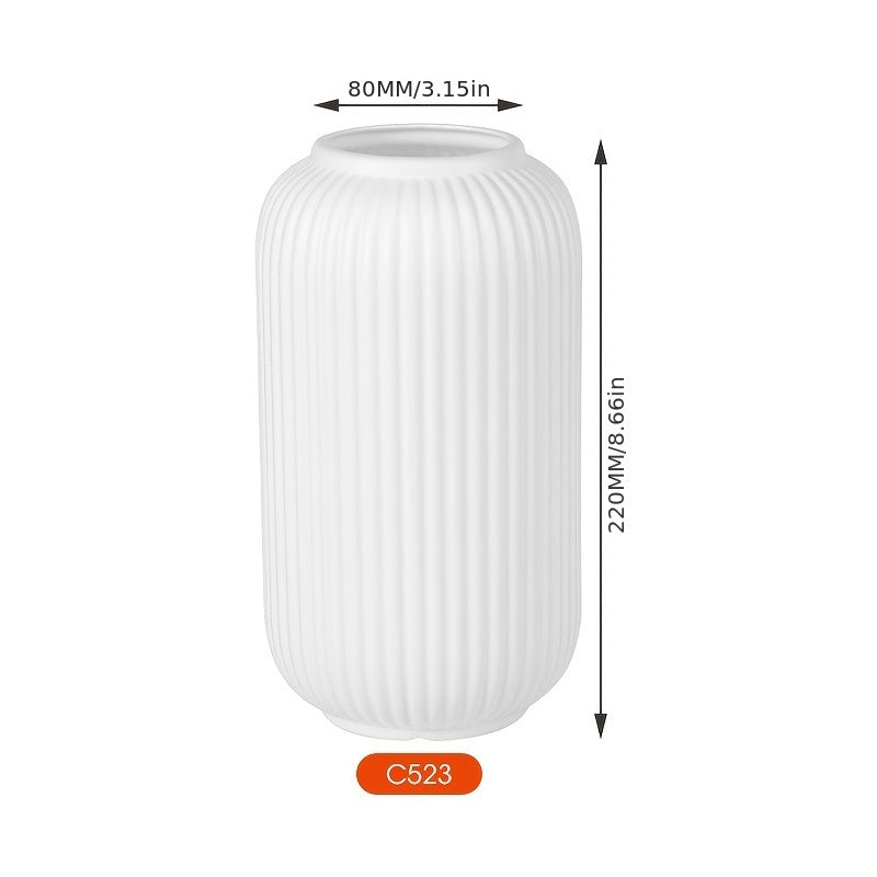 Contemporary Plastic Vase with Stripes for Home Decor and Fresh Flowers