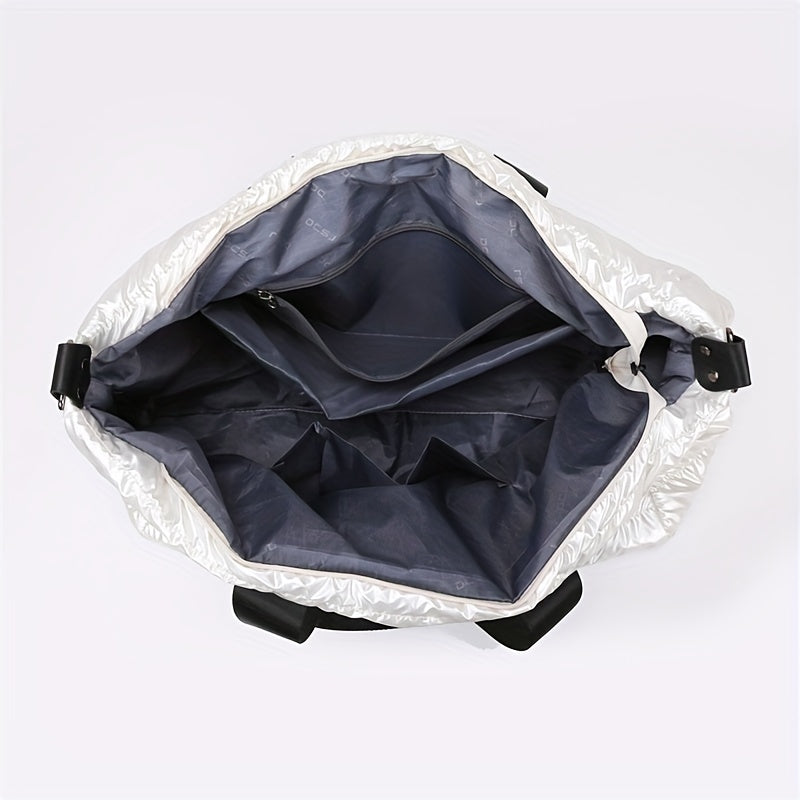 Oxford Cloth Travel Bag with Wet Dry Separation Sports Style Lightweight for Business Travel and School Black White