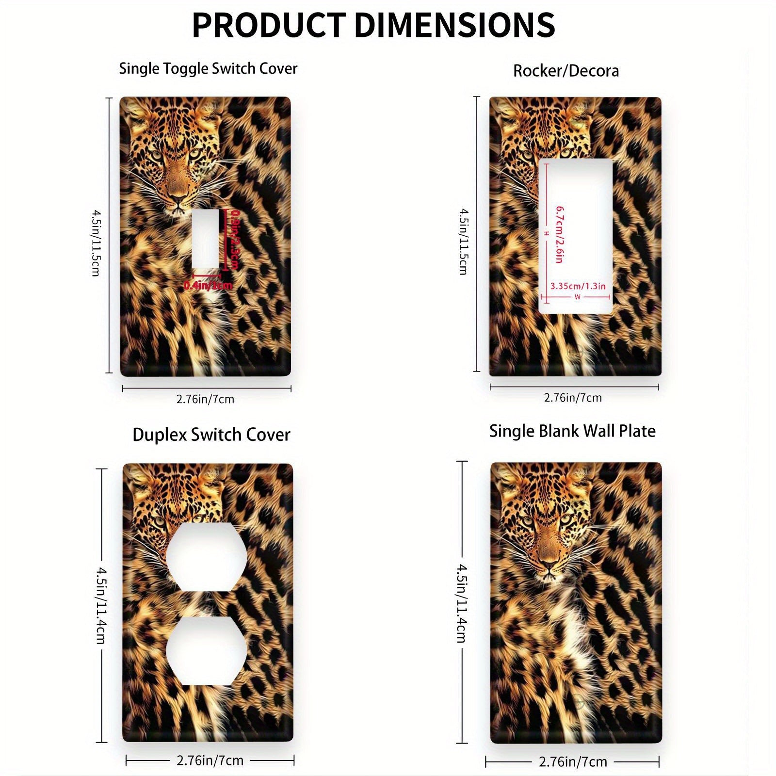 Leopard Fur Print Wall Plate Cover for Indoor and Outdoor Decor