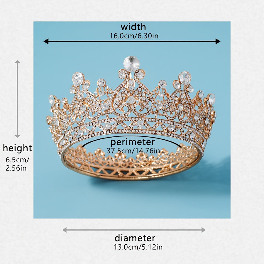 Elegant Crown with Rhinestones for Princess, Queen, Wedding, Party Accessories