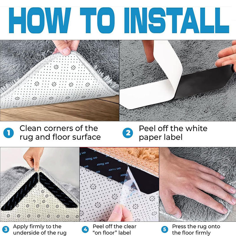 8 ta yuviladigan gilam tagliklari to'plami, sirpanmaydigan ushlash bilan, yog'och pollar uchun uzoq muddatli va qayta ishlatiladigan, mashinada yuvish mumkin bo'lgan oson parvarish qilinadigan mat taglik.