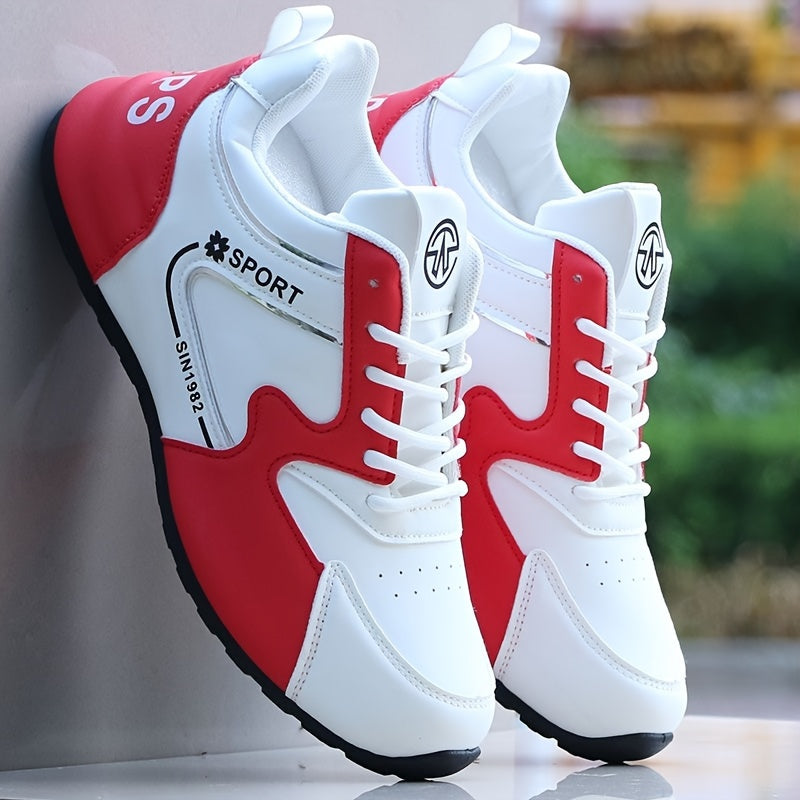 Unisex Sports Sneakers with PU Upper Fabric Inner Rubber Sole All-Season Casual Running Shoes