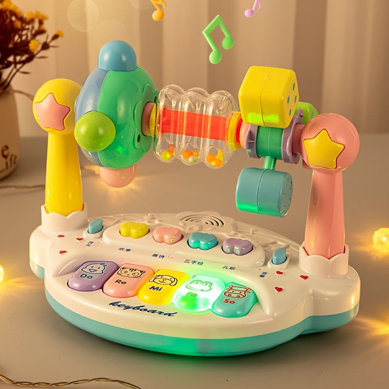 Kids Electronic Music Piano Toy with Lights, Shaking Bells, and Spinning Features