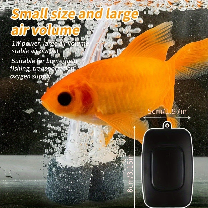 USB Portable Aquarium Air Pump with Dual Adjustable Holes for Fish Tanks Quiet Oxygenation