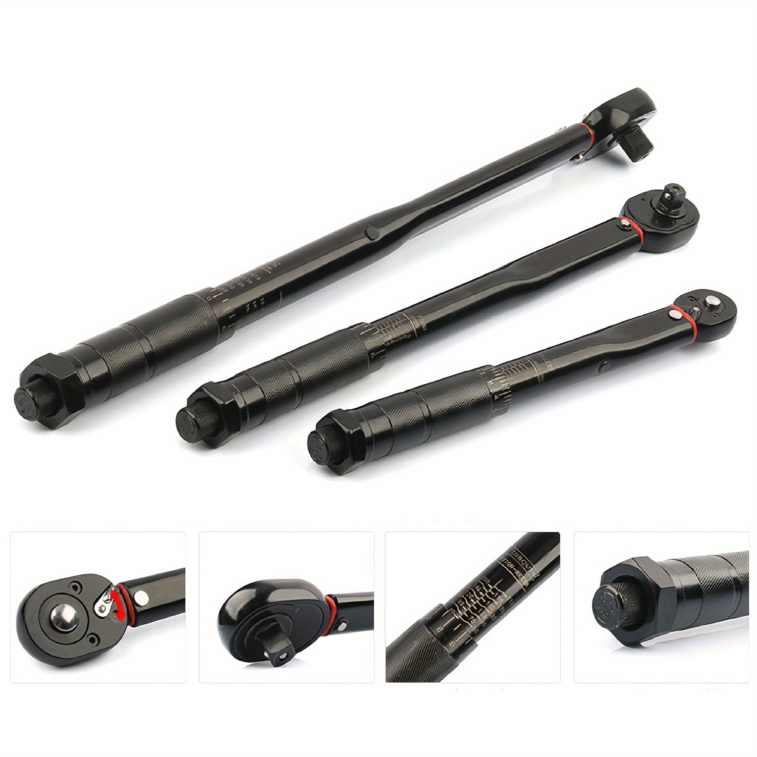 Tork kaliti 3/8 dyuymli uzatish, klik, qora, ta'mirlash asbobi 5-210Nm